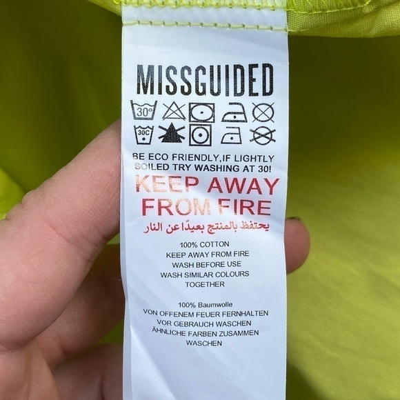 New Missguided Lime Green One Shoulder Tie Side Mini Dress Size 0 - Picture 15 of 16